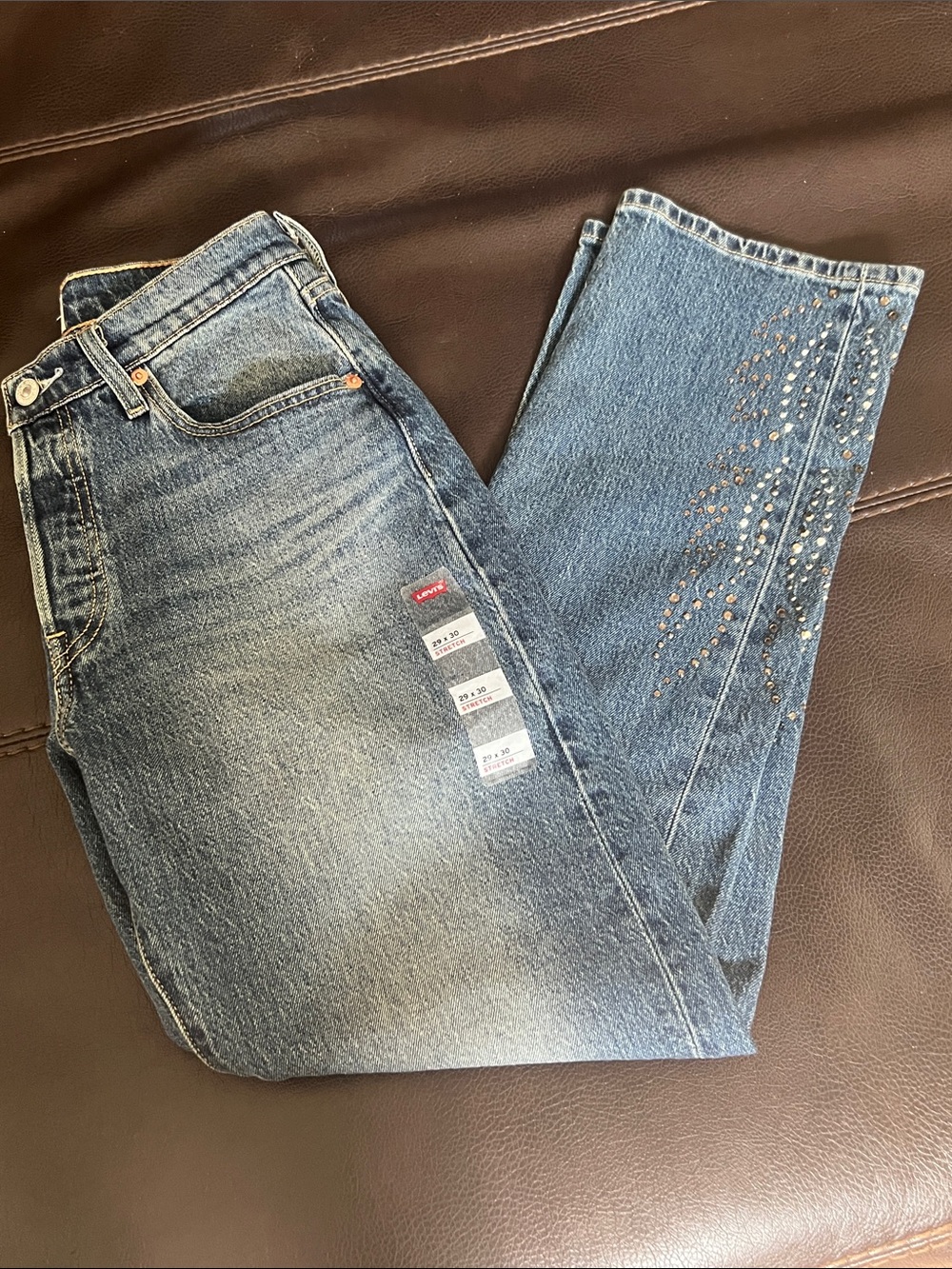 Levi's Blue Denim Jeans with Rhinestone Detail